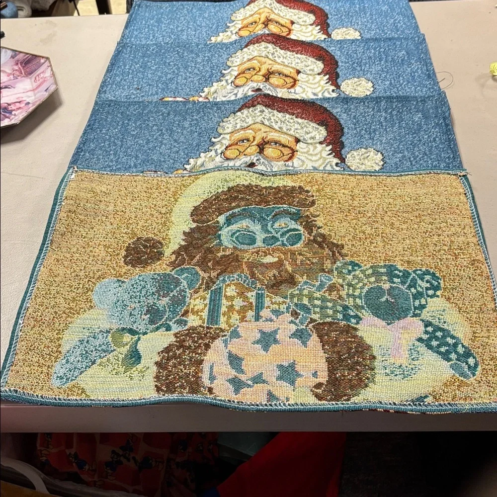 Santa Claus Holiday Tapestry with Bears